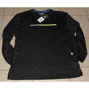 NEW NWT Mens Sz 3XL Black Long Sleeve UPF 30+ Athletic Shirt NAUTICA COMPETITION